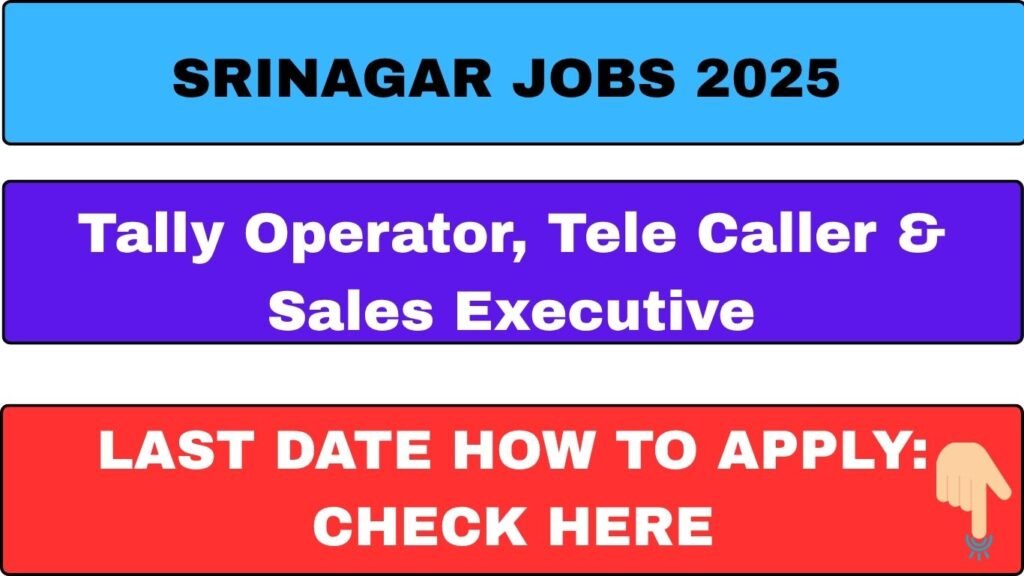 Srinagar Jobs 2025 Tally Operator, Tele Caller & Sales Executive